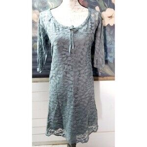 Garnet Hill Boheme Easy Lace Dress size 2 - Green Teal Cocktail Wedding Guest